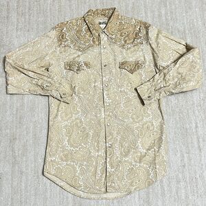 Mens Express Rider Western Cowboy Pearl Snap Paisley Button Shirt Medium